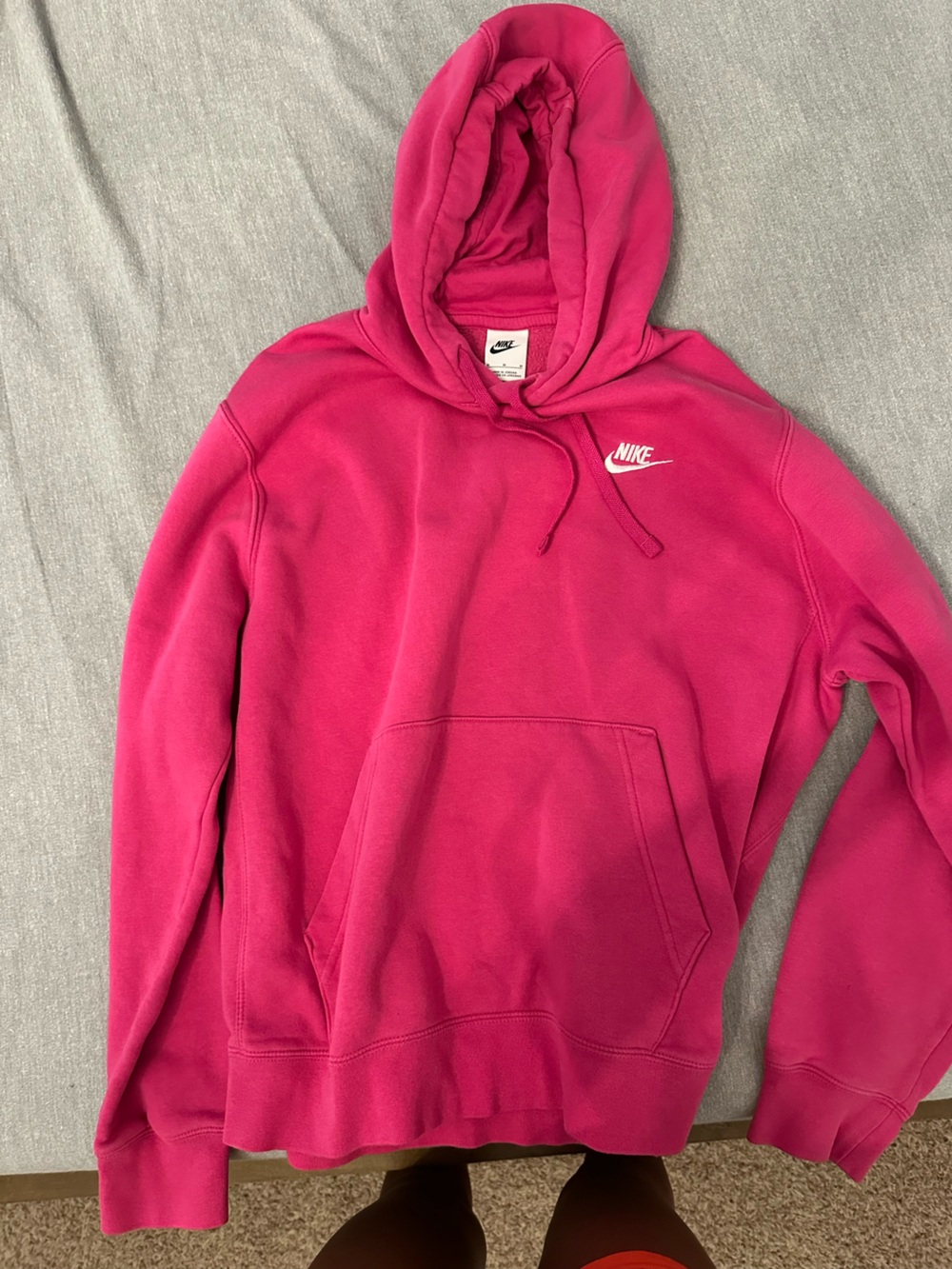 Nike Hot Pink Pullover Hoodie with White Logo size m